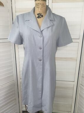 VTG 80s 90s DBY Gray Shirt Dress Women’s Short Sleeve Knee Length Sz 11/12 Large